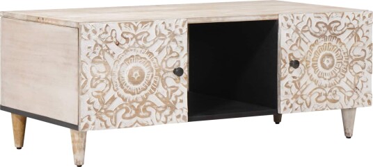  Kaffebord Hvit 100 x 54 x 40 cm Massiv mango tre