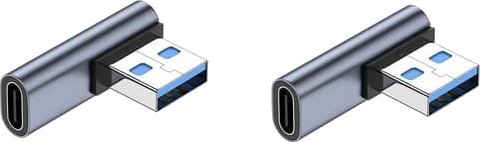 2-pak vinklet USB-C hunn til USB-A hann adapter: Strøm- og dataoverføring