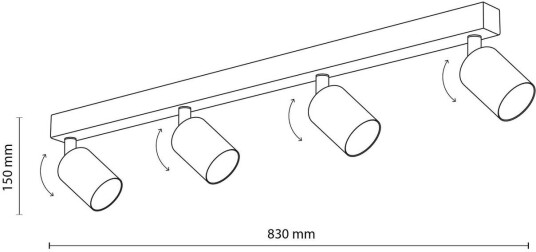 TK Lighting Downlight Top justerbar brun 4 lyskilder lineær