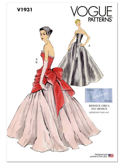 Vogue 1931 - Vintage kjole B5 (8-10-12-14-16)