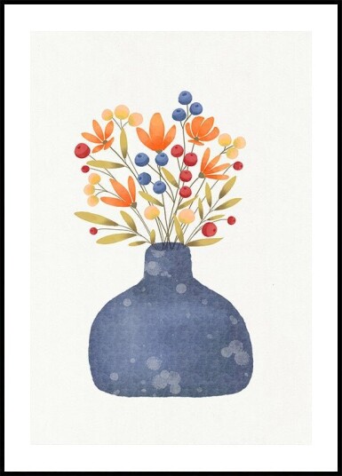 Petals in Blue Vase Plakat Plakat / 21x30cm Petals in Blue Vase Plakat Plakat / 21x30cm