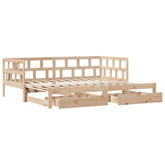 Uttrekkbar dagseng med skuffer 90x200 cm heltre furu