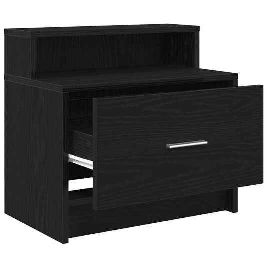 Nattbord med skuff svart eik 51x31x47 cm 8721158575494