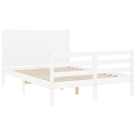 vidaXL Sengeramme med hodegavl hvit 140x200 cm heltre