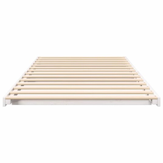 Gulvbedramme Hvit 90 x 200 cm Heltre furu
