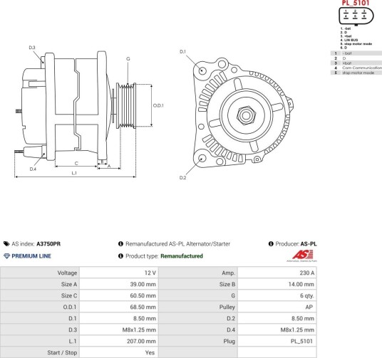Dynamo AS-PL A3750PR