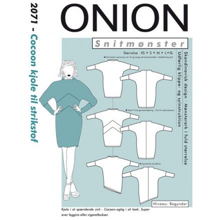 ONION Snittmønster 2071 Cocoon Kjole Str XS XL
