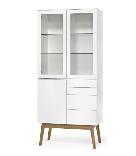 Torkelson Mood vitrineskap Hvit Lakkert/oljet eik 180 x 80 cm Hvit
