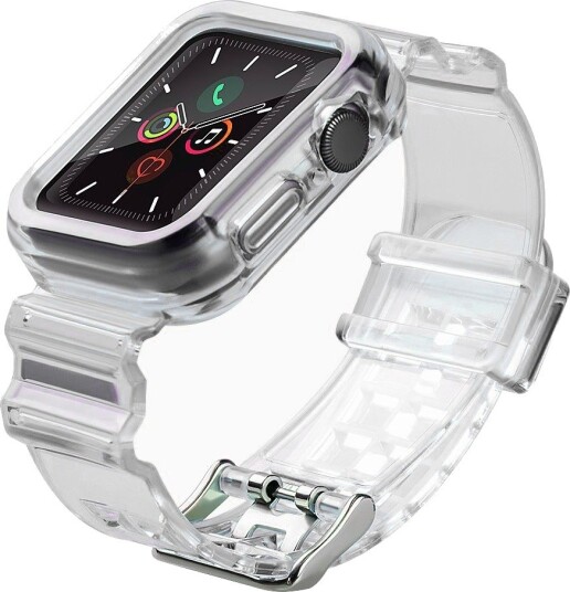 Hurtel Silikonarmbånd Armbåndsarmbånd Armbåndsveske Lys sett for Apple Watch 44mm Svart
