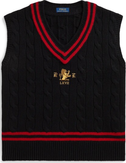 Polo Ralph Lauren Wool Cricket Sweater Vest   BLACK COMBO   XL