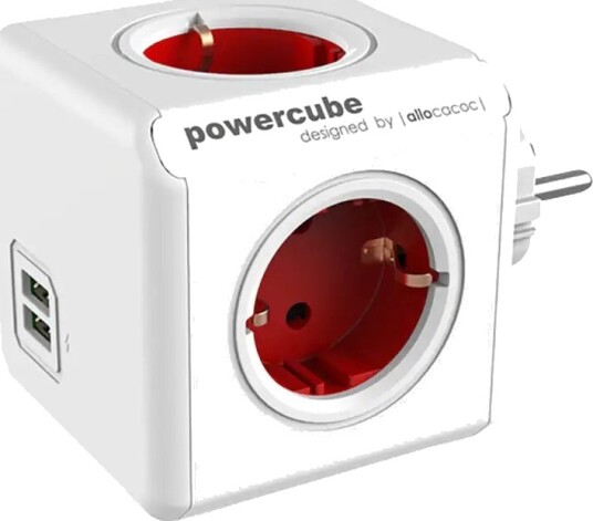 PowerCube Original USB- og stikkontakt (rød) PowerCube Original USB- og stikkontakt (rød)