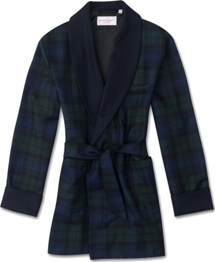 Derek Rose Tartan Men'S Smoking Jacket Blackwatch