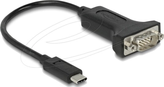 Delock Usb / Seriell-Kabel Usb-C Hann Til Db-9 Hann Med Mutre 25 Cm Støtter Rs-232 Seriell Grensesnitt Svart