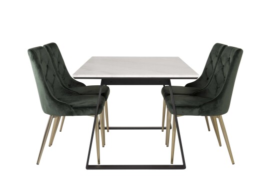 Venture Design Estelle & Velvet spisegruppe Hvit/grønn 4 st stoler & bord 140 x 90 cm