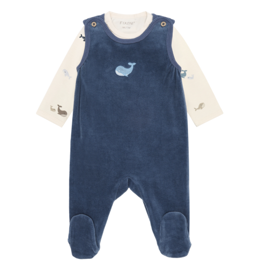 Blå   Babysett Body og Sparkebukse Velour Vintage Indigo   50