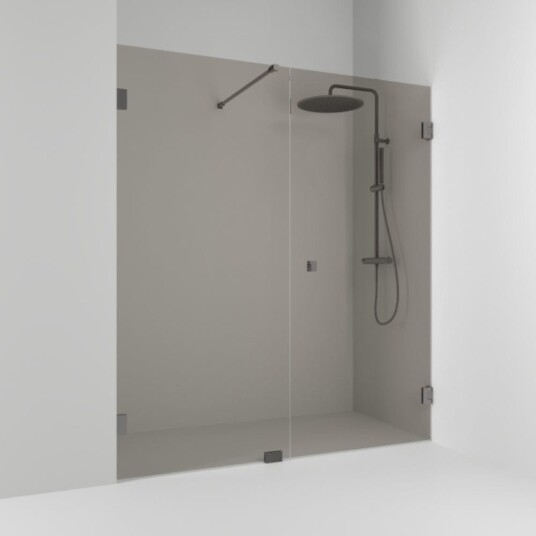 Svedbergs 180° Dusjnisje Rett|Fast 196,5 cm, Blyantsort/Bronseglass