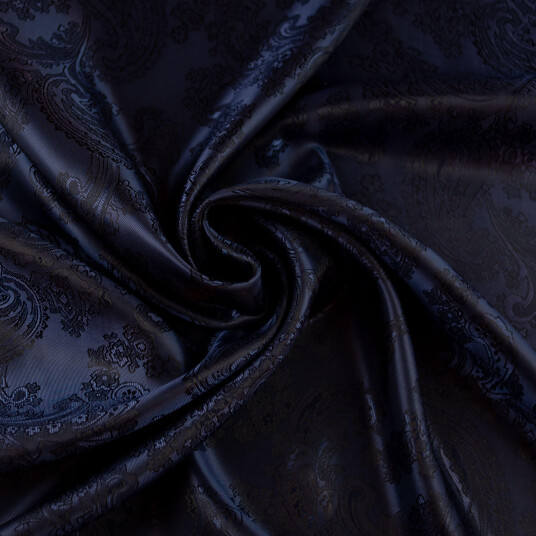 Jaquardvevd fôrstoff Paisley, marine