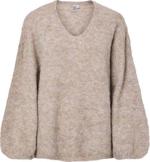 pieces Genser Pcallie Ls V Neck Knit Mwa Bc Grå