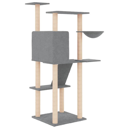 Vidaxl Kattetre Med Klorestolper I Sisal Lysegrå 143 cm Vidaxl Kattetre Med Klorestolper I Sisal Lysegrå 143 cm