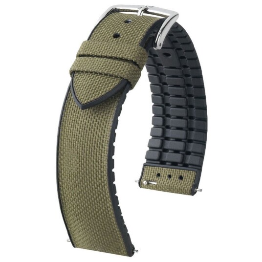 HIRSCH Arne Sailcloth Effect Performance Watch Strap Olive