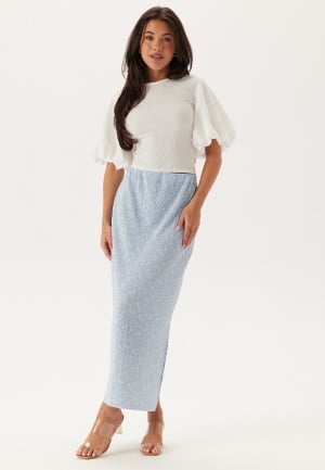 Pieces Pcflora Hw Ankle Skirt Cashmere Blue Aop:flower XL