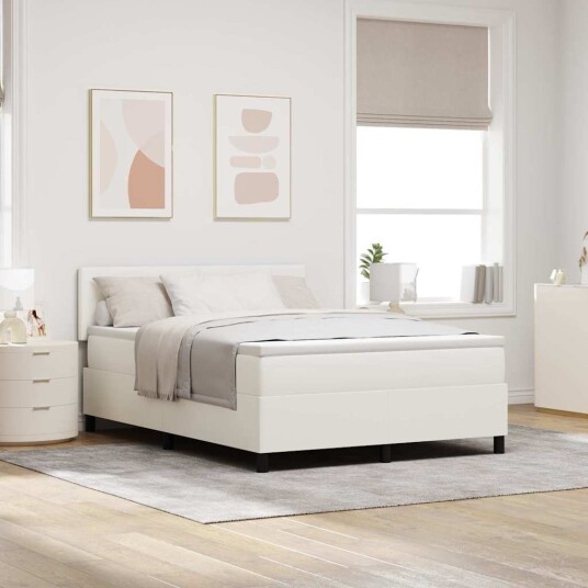  Rammeseng med madrass krem 160x200 cm kordfløyel