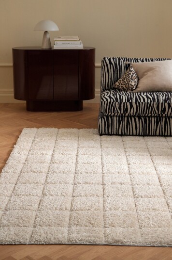 Ellos Home Flossteppe Alba Check Shaggycarpet Hvit