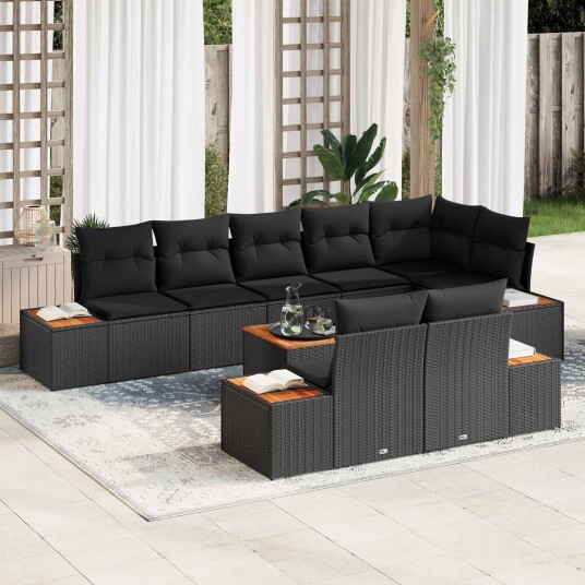 vidaXL Hagesofa Set 8 stk. 8 Antall seter Svart Polyrattan vidaXL Hagesofa Set 8 stk. 8 Antall seter Svart Polyrattan