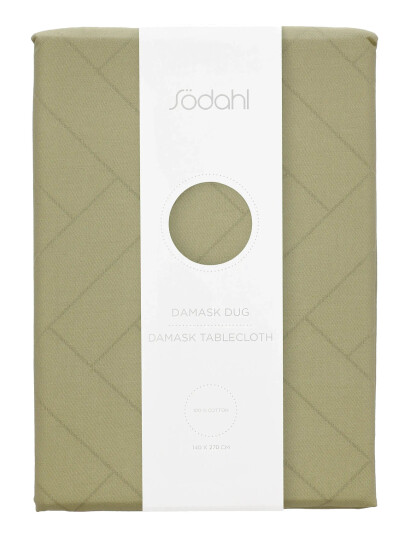 Södahl Dug 140X270 Tiles Damask Eucalyptus - Khaki green - 140X270CM