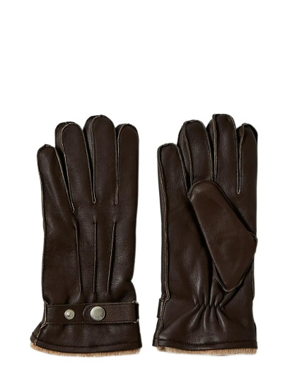 Selected Slhpoul Leather Gloves - Brown - L/XL