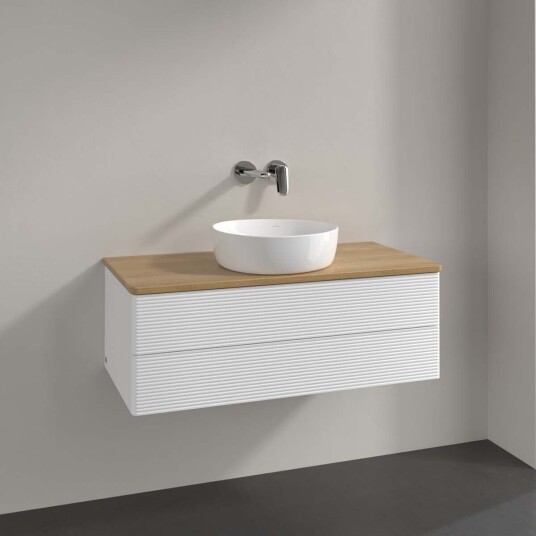 Villeroy & Boch  Antao Servantskap med 2 skuffer 100x50x36 cm u/lys Hvit Matt/Eik