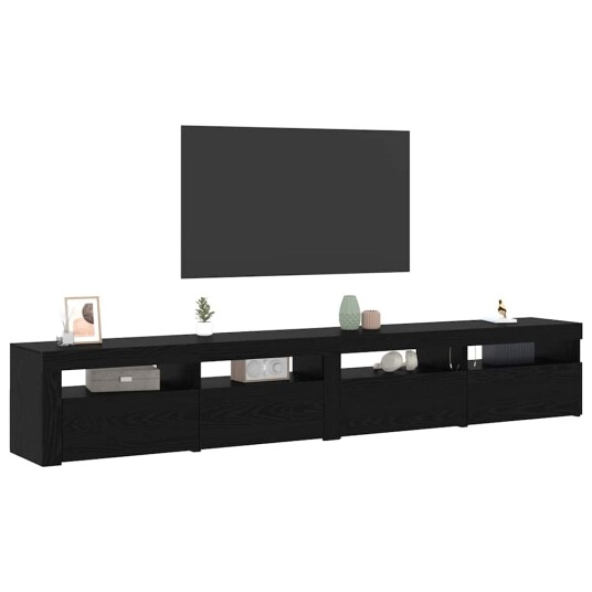 TV stativ 3 pcs Svart eik 240 x 35 x 40 cm Konstruert tre TV stativ 3 pcs Svart eik 240 x 35 x 40 cm Konstruert tre