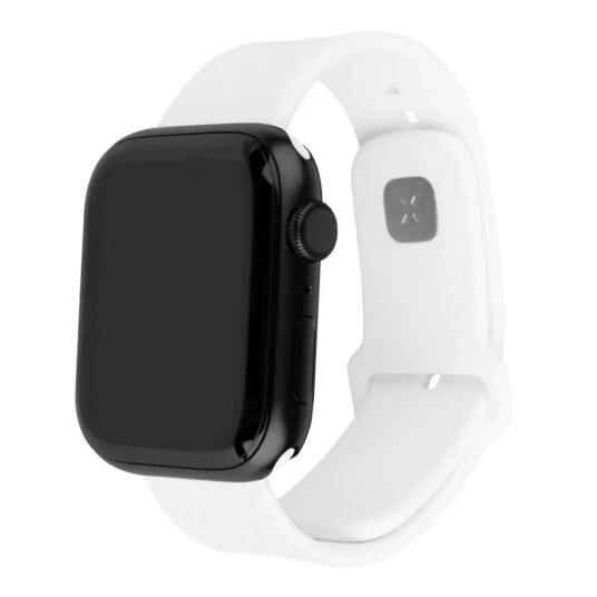 Fixed Apple Watch (42 / 44 / 45 / SE / 49 mm) Sporty Wide Silikonremsett - Hvit