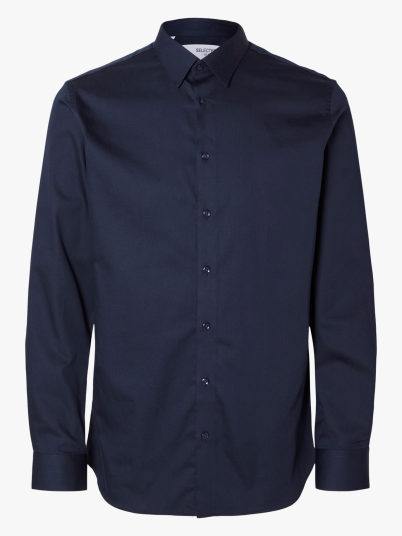 Selected Homme Slim Performance Shirt Long Sleeve Blå S
