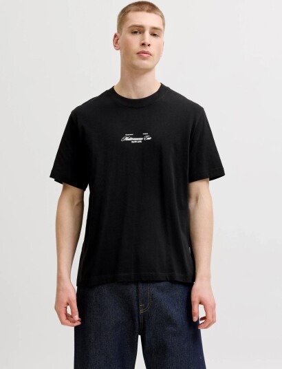 Jack & Jones Jorcassis Photo Back Tee Ss Crew Neck   Black   L