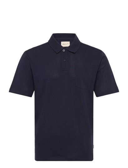 GANT Texture Ss Polo Navy S GANT Texture Ss Polo Navy S