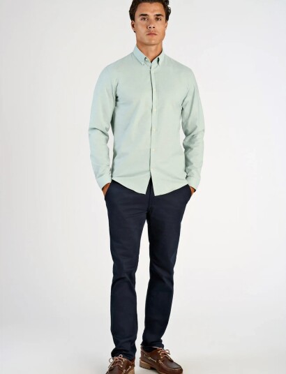 Lindbergh Yarn Dyed Oxford Superflex Shirt Green M