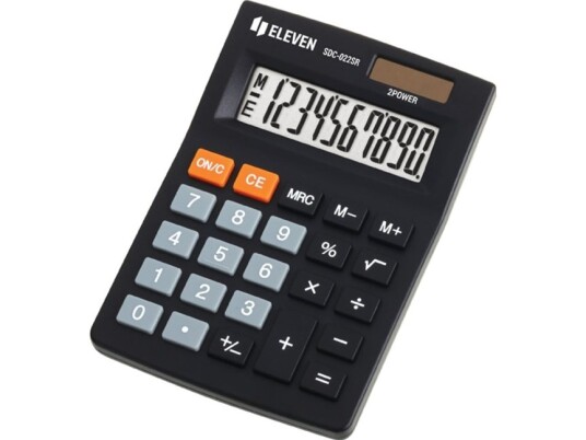 Eleven Eleven Calculator Sdc022sr Kalkulator, Svart, Stasjonær, 10 Plasser, Dobbel Strømforsyning Eleven Eleven Calculator Sdc022sr Kalkulator, Svart, Stasjonær, 10 Plasser, Dobbel Strømforsyning