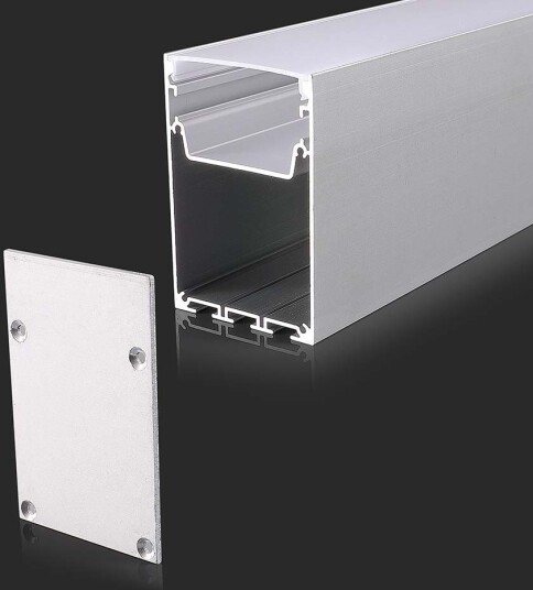 2m Alu profil for LED strips hvit 50x75mm melkehvit deksel overflatemontering 2m Alu profil for LED strips hvit 50x75mm melkehvit deksel overflatemontering