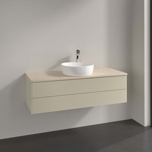 Villeroy & Boch Antao Servantskap med 2 skuffer 120x50x36 cm u/lys Grå Matt/Crème Villeroy & Boch Antao Servantskap med 2 skuffer 120x50x36 cm u/lys Grå Matt/Crème