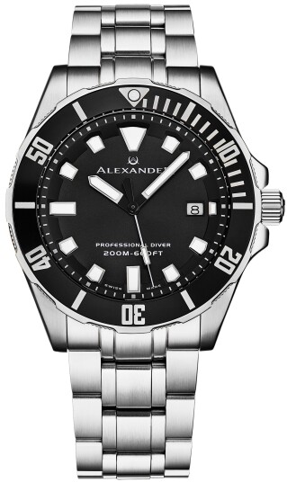 Alexander Herreklokke A501B 01 Vathos Sort/Stål Ø42 mm Alexander Herreklokke A501B 01 Vathos Sort/Stål Ø42 mm