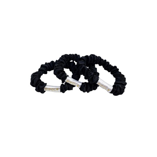 Satin Love Scrunchies 3 pack Black