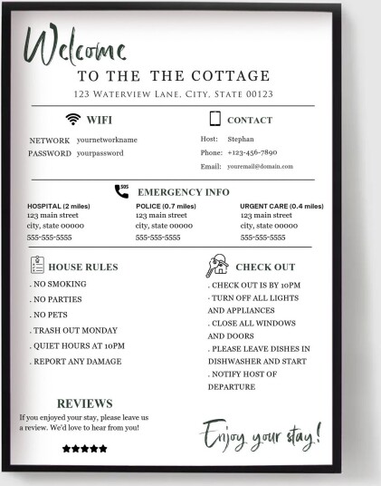 Personalisert Plakat   Tilpasset Airbnb Skilt 3
