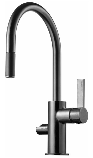 Tapwell Arm385 med Uttrekkbar tut og Avstengning Brushed Black Chrome (TA-9426348)