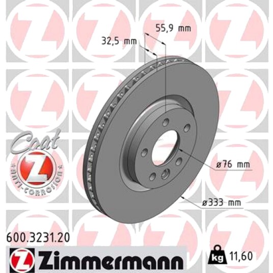 Bremseskive ZIMMERMANN 600.3231.20