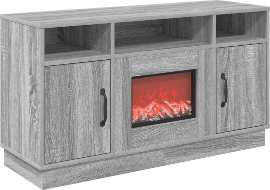 vidaXL Elektrisk peis Grå Sonoma 100 x 33 x 55 cm Konstruert tre