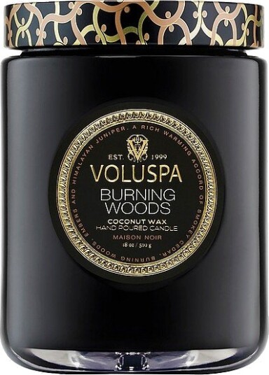 Voluspa Burning Woods Large Glass Jar Candle 100H Svart