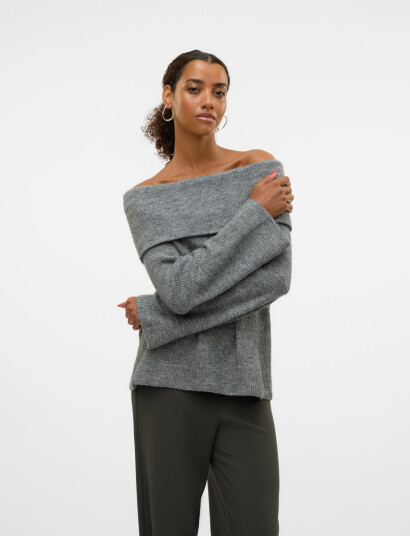 Vero Moda Vmera Ls Off Shoulder Pullover Ga Noos - Grey - S