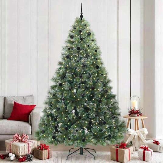  Kunstig juletre med 300 LED med stativ grønn 240 cm PE og PVC