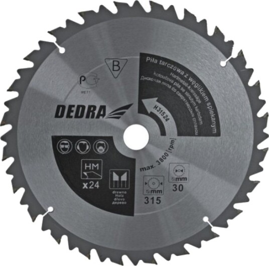 Dedra Kappeskive 600X30mm 36Z. Med Hm-Plater Og Skyvestopp - Hl60036